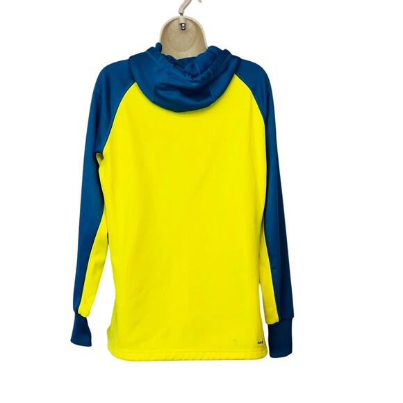 Nike Therma Fit Two Tone Yellow Turquoise Hoodie Pink Swoosh Logo - Picture 2 of 16